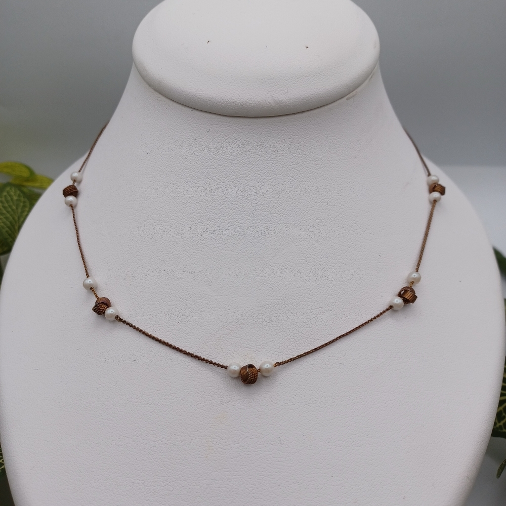 ✨️ 5 for $15 - Copper-Toned and Faux Pearl Necklace